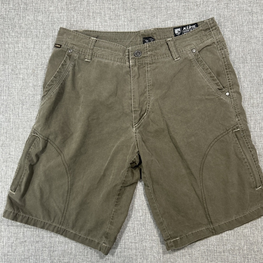 Kuhl Ramblr Shorts Mens Size 32 Green Cargo Hiking Outdoor 7 Pocket Cotton Nylon